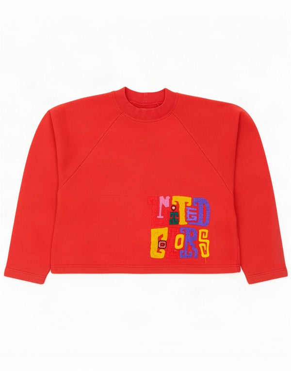 Benetton Felpa oversize con grafica da donna UK 10 Small Red Cotton