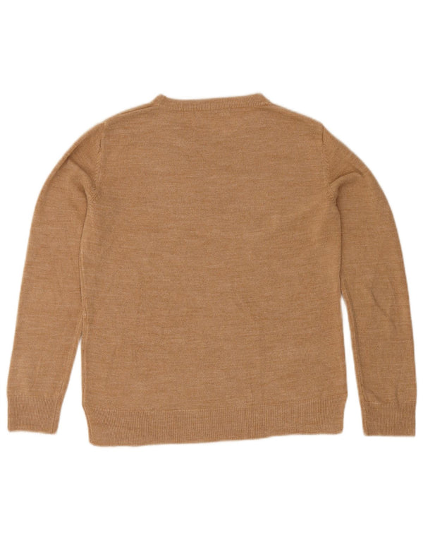 Maglione maglione girocollo da donna Marks & Spencer UK 10 piccolo acrilico beige