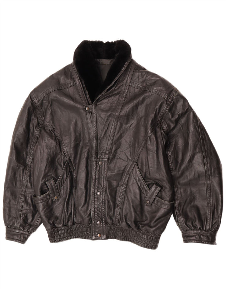 Giacca in pelle vintage da uomo UK 42 XL in pelle nera