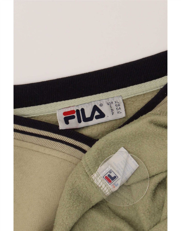 Felpa Fila da uomo con vestibilità regolare grafica, maglione XL, cotone kaki