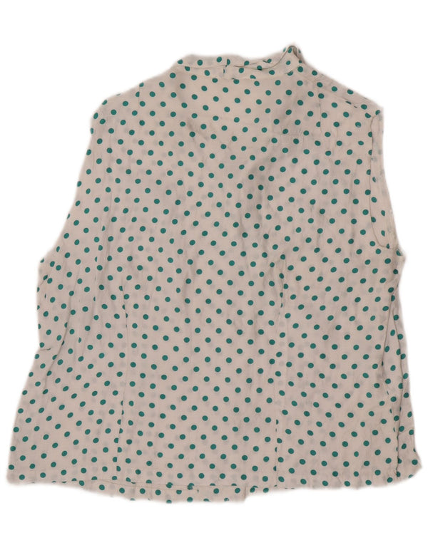 Camicetta camicia senza maniche vintage da donna UK 14 a pois bianchi medi