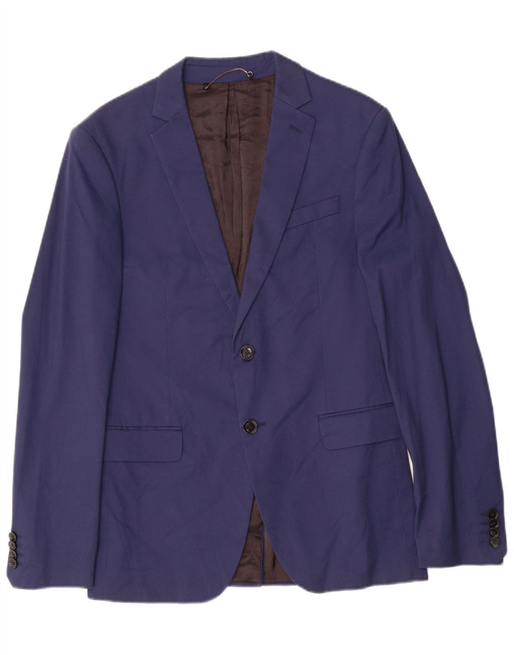 Giacca blazer da uomo a 2 bottoni Zara EU 48 cotone blu navy medio