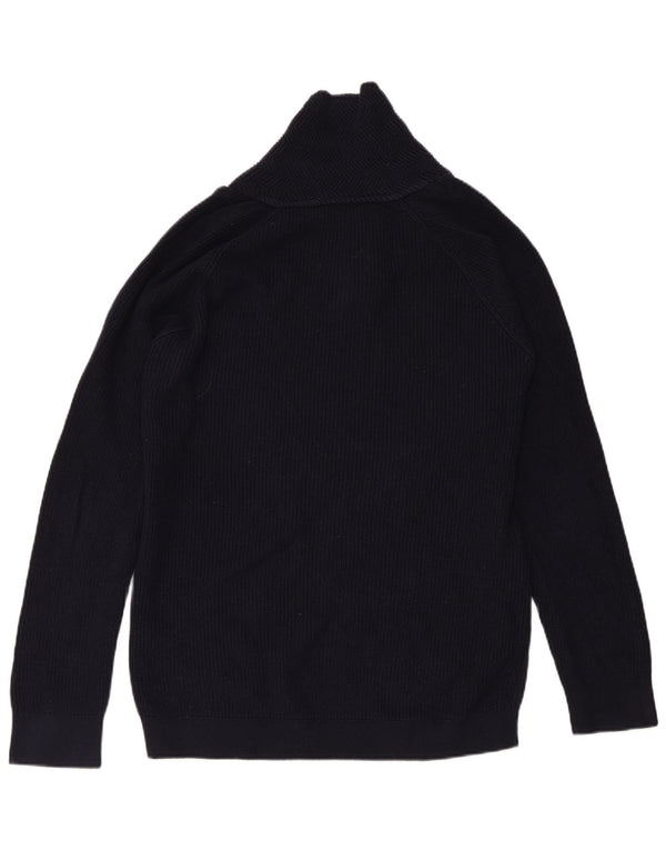 ZARA Maglione da Uomo con Collo a Scialle in Cotone Medio Blu Navy