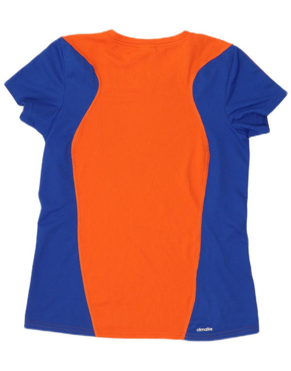 Maglietta Adidas Climalite da donna Top UK 16 Large Orange Colourblock