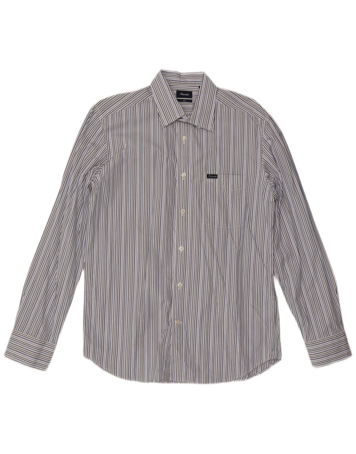 Camicia Club da uomo Faconnable in cotone a righe blu medio
