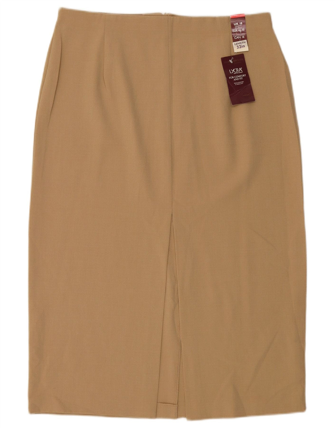 Gonna a tubino da donna Marks & Spencer UK 18 XL W34 Poliestere beige