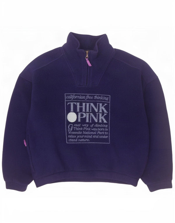 Maglione in pile con zip grafica da donna Think Pink UK 20 2XL Blu navy
