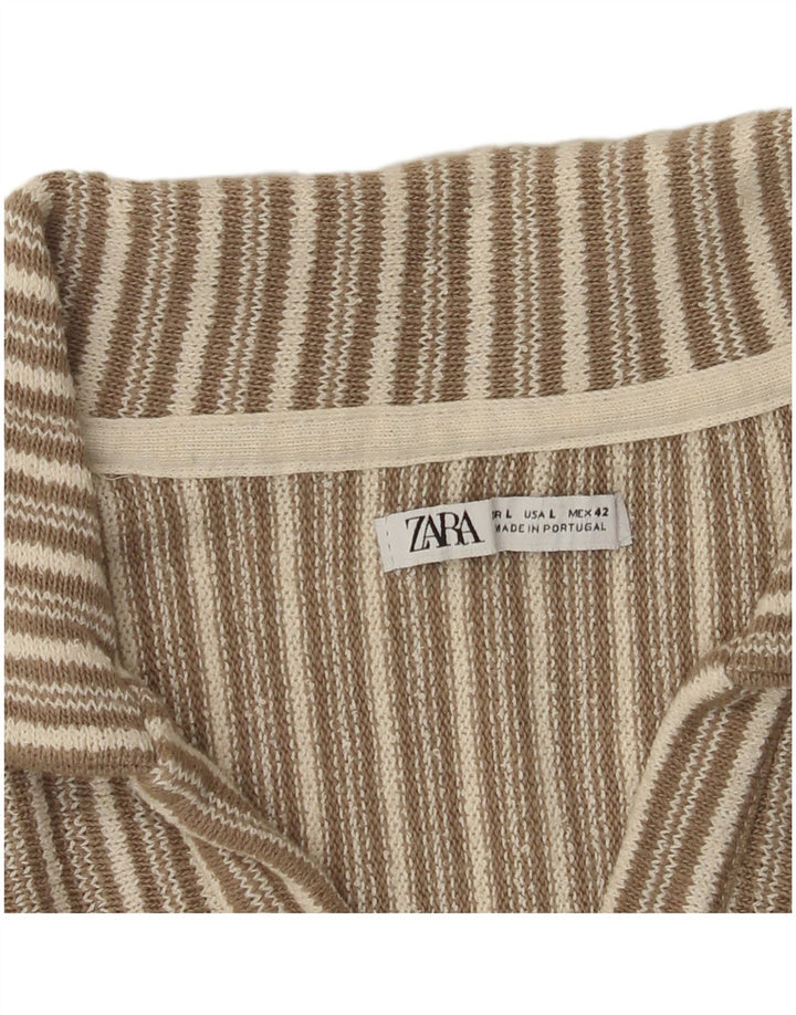 Polo da uomo Zara a righe larghe beige