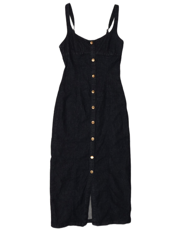 Abito aderente in denim senza maniche da donna Zara UK 10 piccolo in cotone blu navy