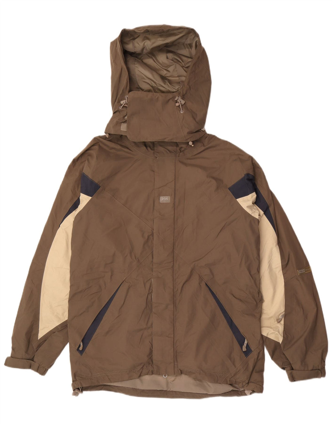 Giacca antipioggia con cappuccio da uomo Helly Hansen UK 38 Nylon color block marrone medio