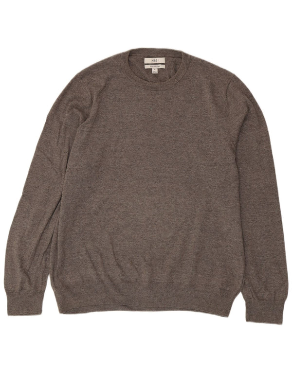 Maglione maglione girocollo da uomo Marks & Spencer XL in cotone grigio