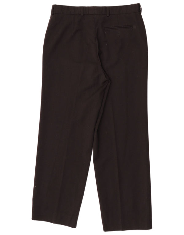 Pantaloni da abito dritti Marks & Spencer da uomo St. Michael W32 L28 in lana nera