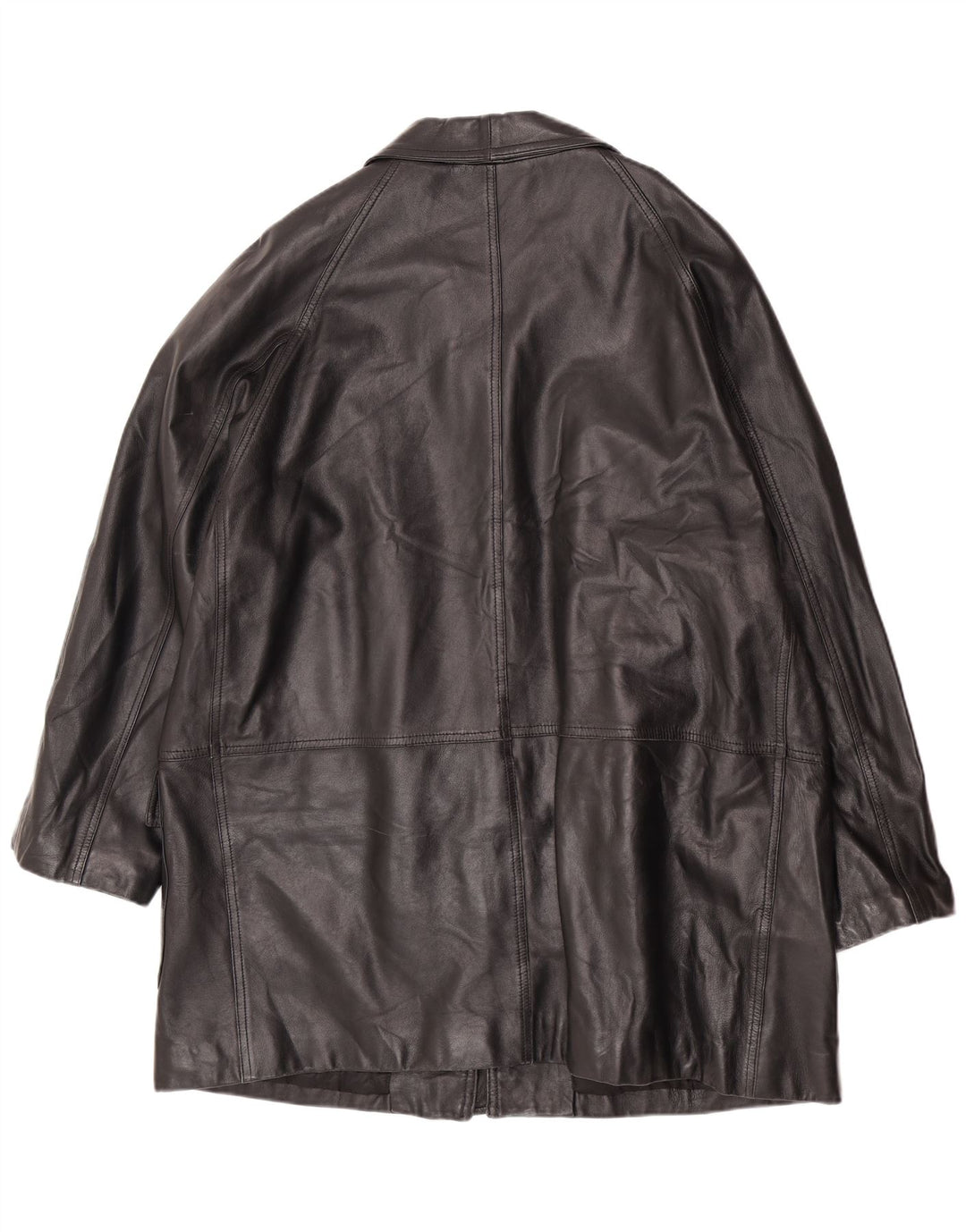 Cappotto in pelle vintage da uomo UK 42 XL Nero