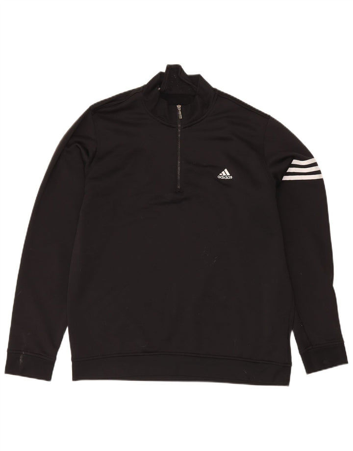 Adidas Uomo Climalite Zip Neck Felpa Maglione Grande Nero Poliestere