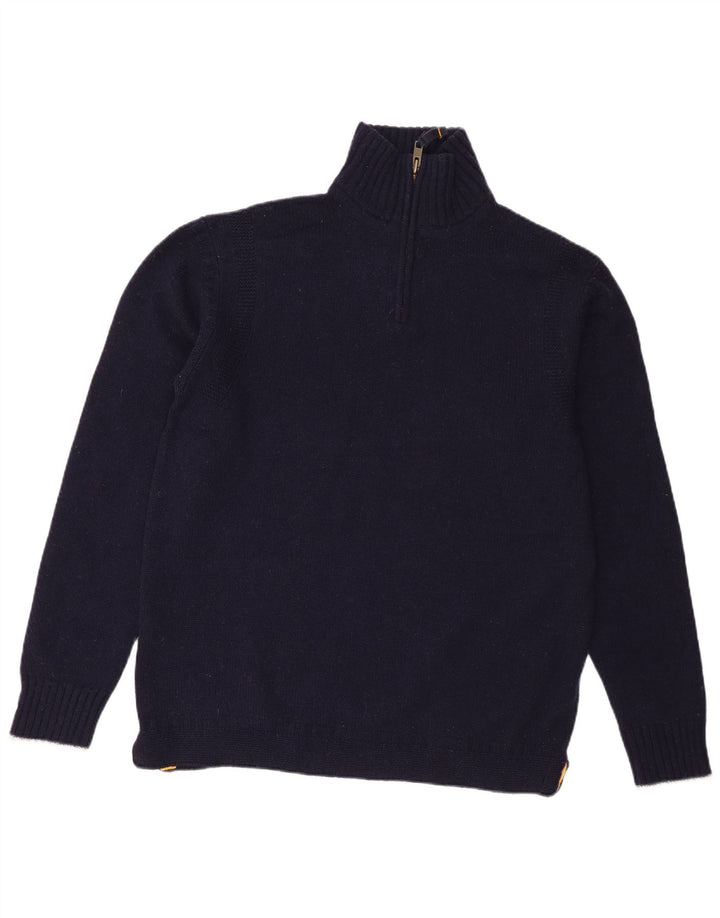 Maglione da uomo Boden con zip e collo grande in lana d'agnello blu navy