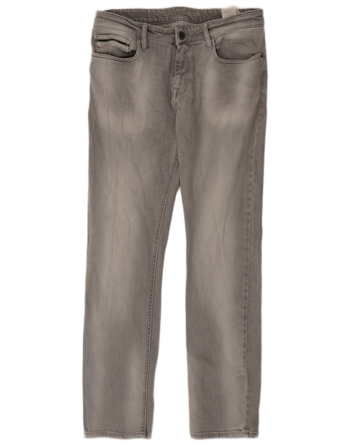 Jeans slim da uomo Calvin Klein W32 L32 cotone grigio