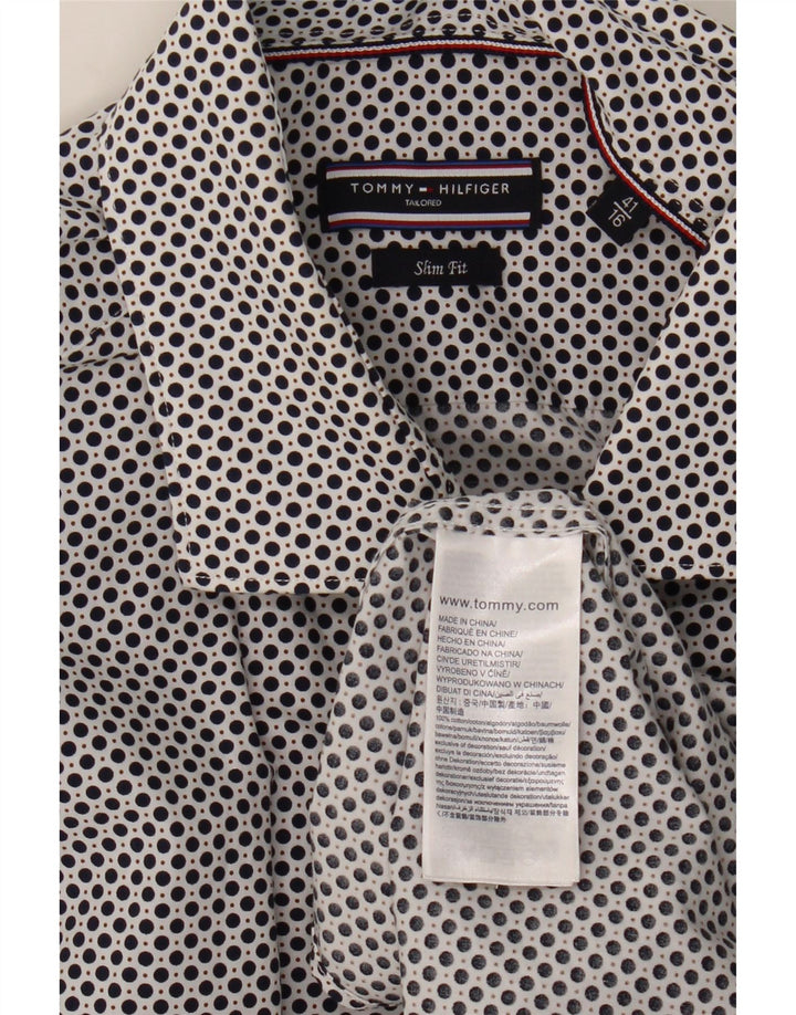Camicia sartoriale da uomo Tommy Hilfiger taglia 41 16 grande blu navy maculato