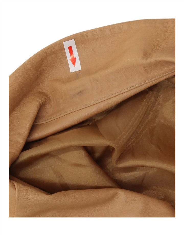 Giacca blazer in pelle vintage da donna a 3 bottoni IT 46 grande in pelle beige