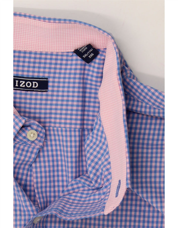 IZOD Mens Shirt 2XL Blue Gingham Cotton Vintage Izod and Second-Hand Izod from Messina Hembry 