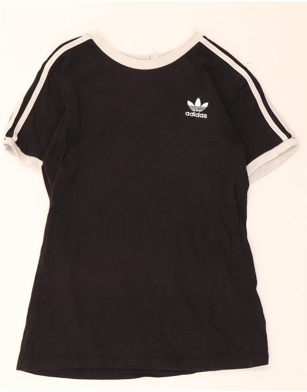 T-shirt da donna Adidas Top UK 12 Medium Black Colourblock in cotone