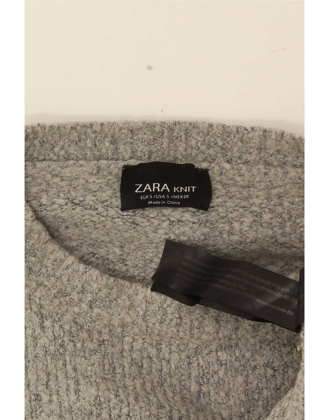 Maglione girocollo oversize da donna Zara UK 10 piccolo acrilico grigio