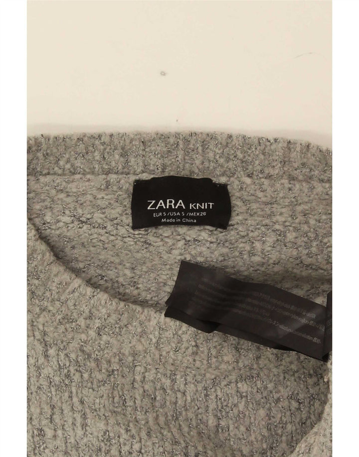 Maglione girocollo oversize da donna Zara UK 10 piccolo acrilico grigio
