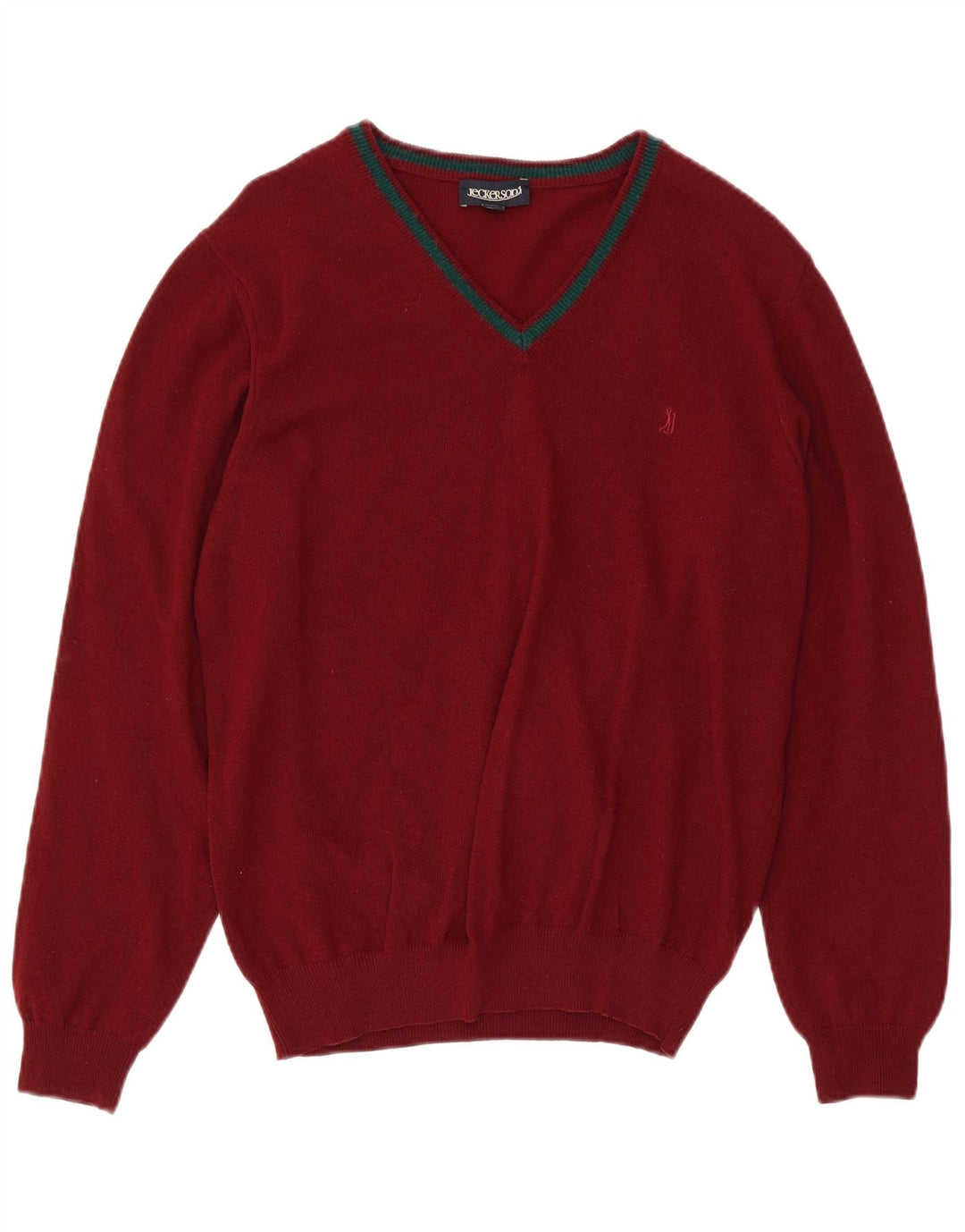 JECKERSON Maglione da uomo con scollo a V XL in lana rossa