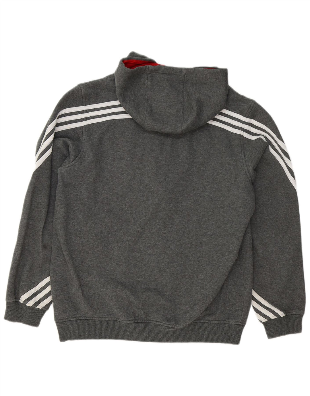 Maglione con cappuccio e zip Adidas da uomo grande in cotone grigio