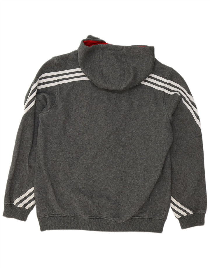 Maglione con cappuccio e zip Adidas da uomo grande in cotone grigio