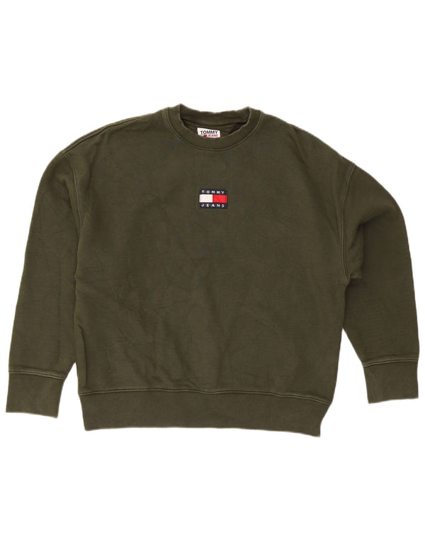 Tommy Hilfiger Uomo Loose Fit Felpa Maglione Piccolo Cotone Verde