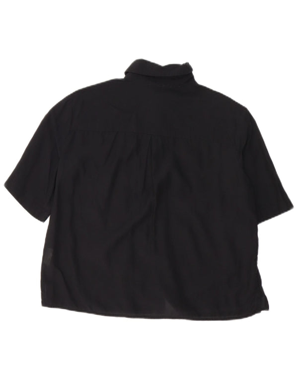 Camicia oversize a maniche corte da donna Benetton UK 10 piccola in cotone nero