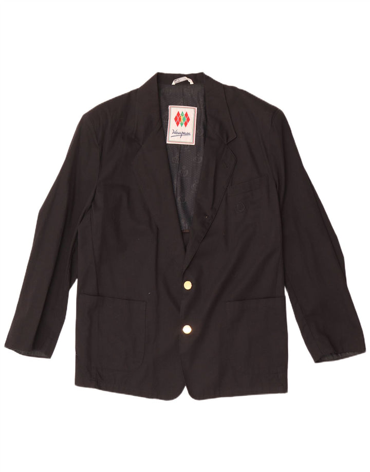 Giacca blazer da uomo a 2 bottoni Wampum UK 40 grande viscosa nera