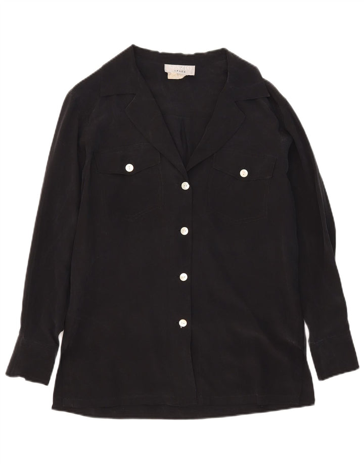 Spazio Camicia Camicia Oversize da Donna UK 10 Piccola Seta Nera