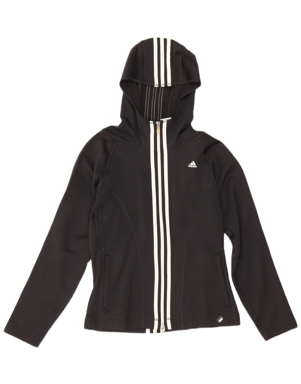 Maglione con cappuccio e zip Adidas Climawarm da donna UK 10 piccolo poliestere nero