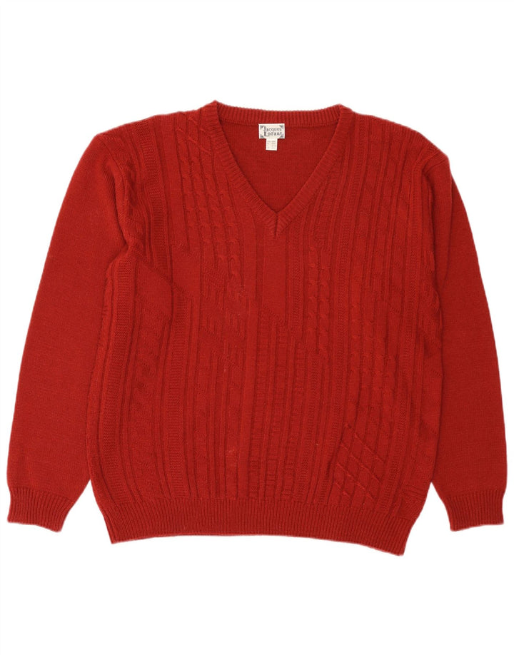 Maglione da uomo con scollo a V Jacques Lorant UK 38/40 Poliacrilico rosso medio