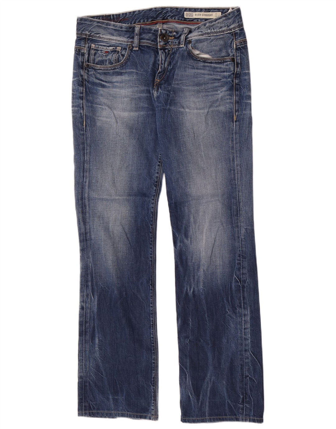 Jeans dritti rubino da donna Tommy Hilfiger W30 L32 cotone blu