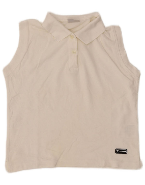 Polo corta senza maniche da donna CHAMPION UK 16 grande cotone bianco