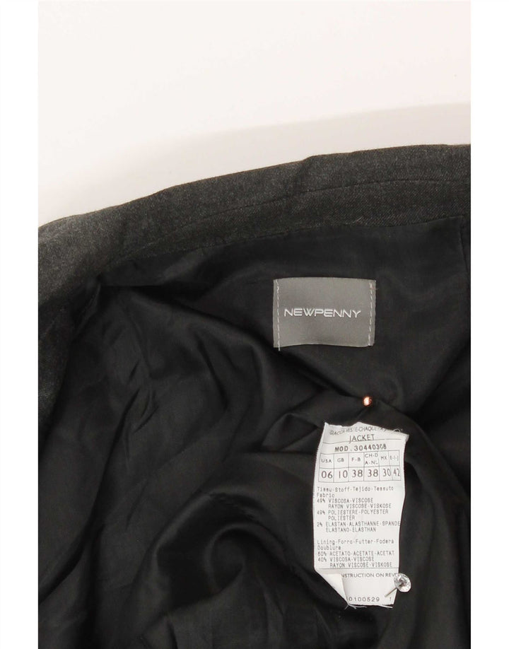 New Penny Giacca blazer a 2 bottoni da donna UK 10 Small Grey Viscose