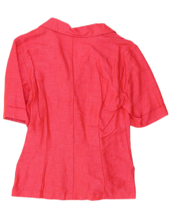 Top cardigan doppiopetto a maniche corte da donna vintage UK 10 piccolo rosa