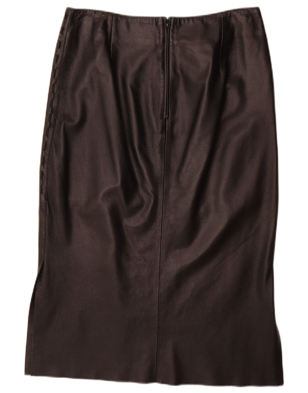 Gonna in pelle a vita alta da donna vintage IT 48 XL W32 Nera