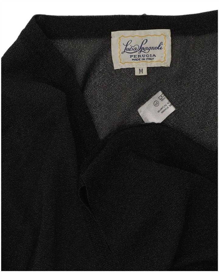 Luisa Spagnoli Top Cardigan Trasparente da Donna UK 14 Viscosa Nera Media