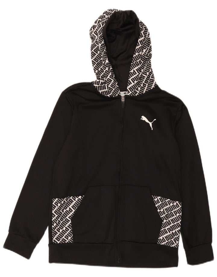 Felpa con cappuccio con zip grafica Puma da bambino 10-11 anni poliestere nero medio