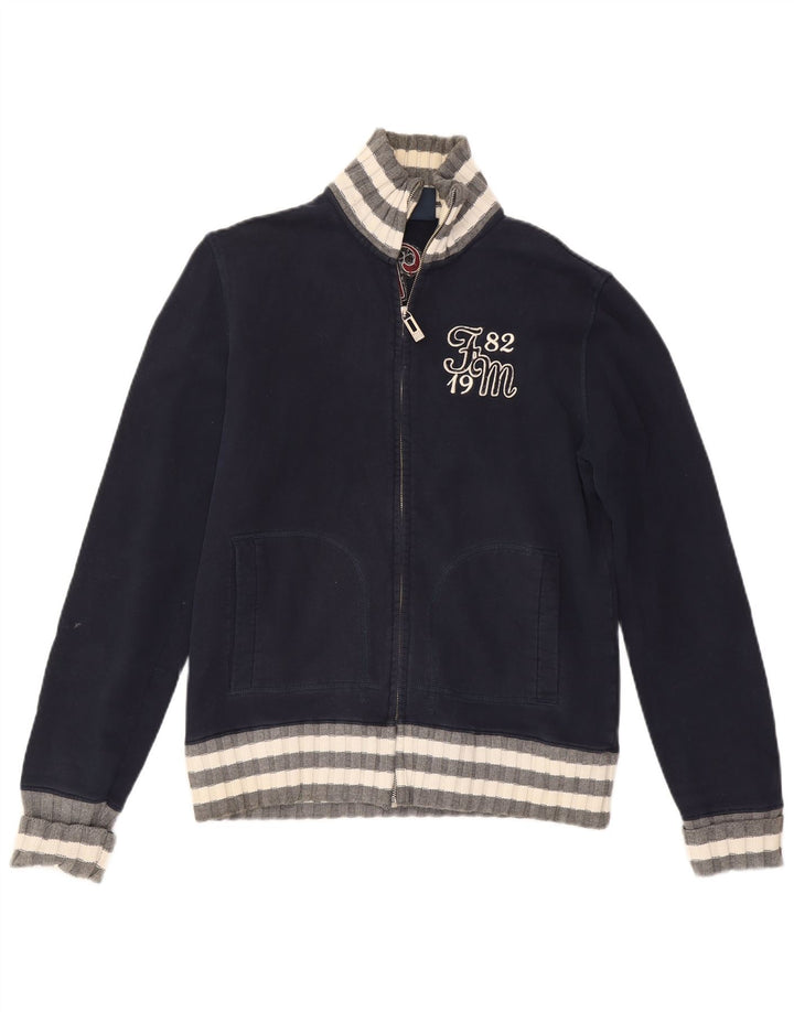 Maglione cardigan grafico da uomo Fred Mello blocco colore blu navy medio