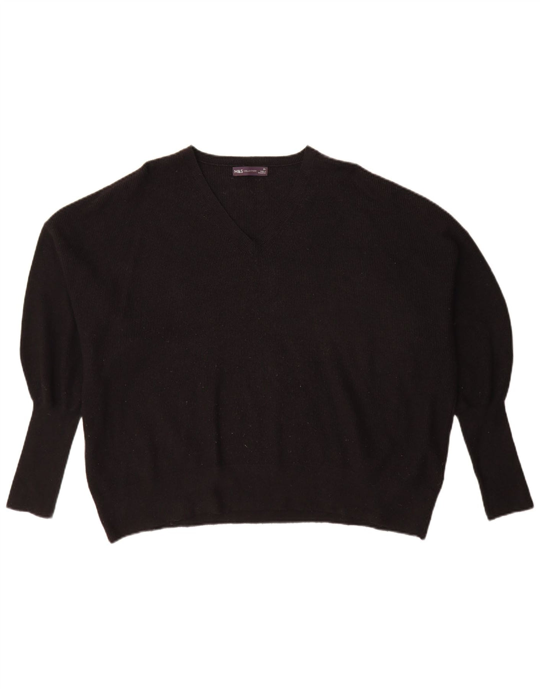 Maglione oversize con scollo a V da donna Marks & Spencer UK 18 XL Nero