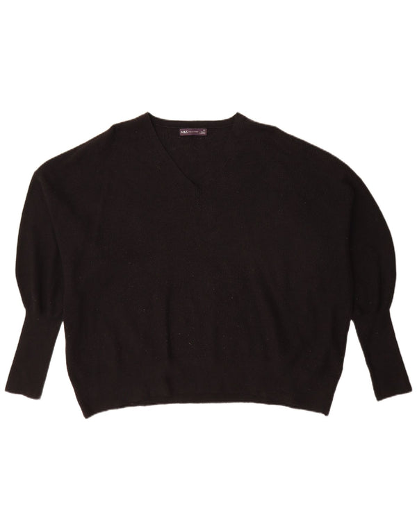Maglione oversize con scollo a V da donna Marks & Spencer UK 18 XL Nero