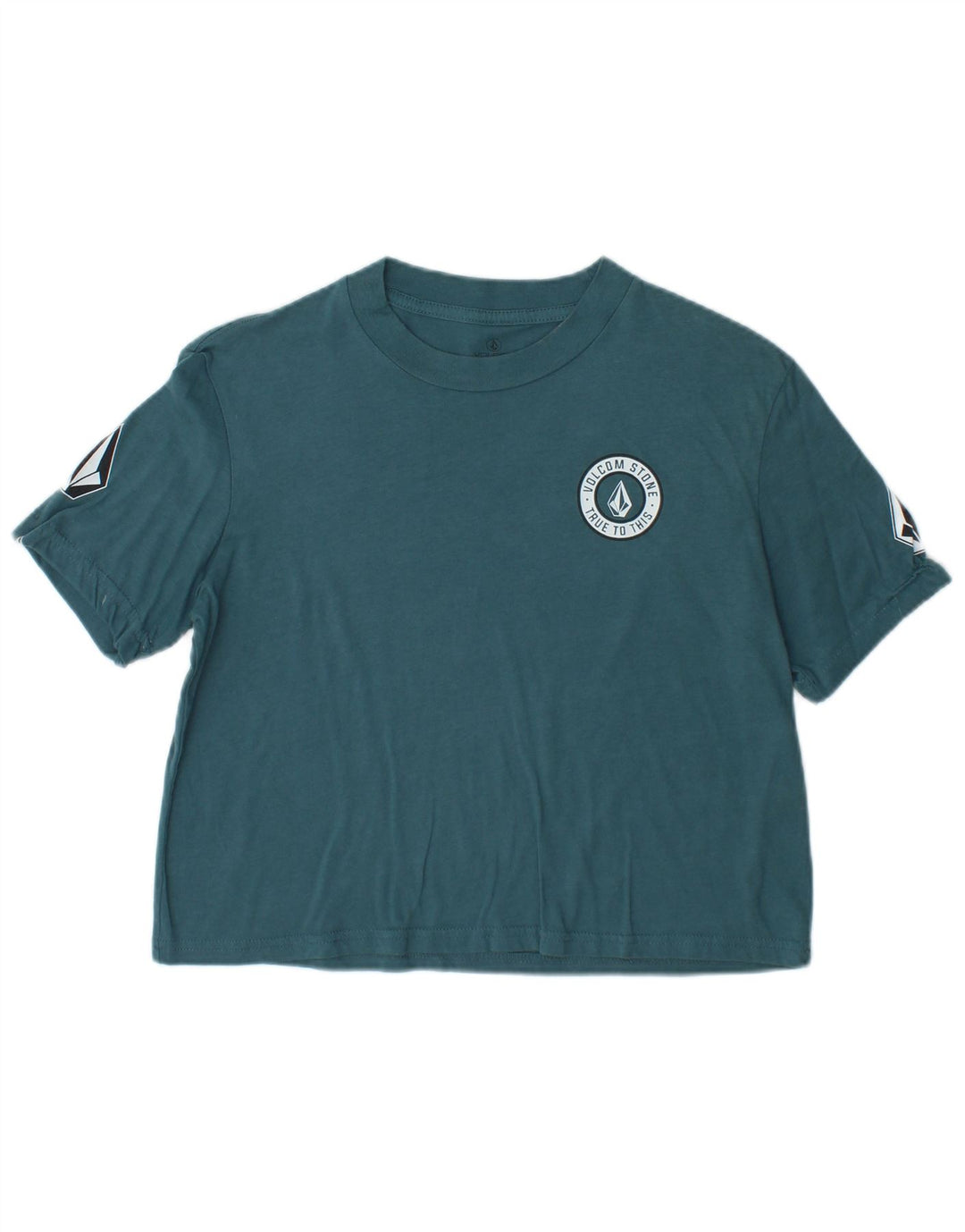 T-shirt grafica corta da donna vestibilità ampia Volcom taglia 4/6 piccola blu