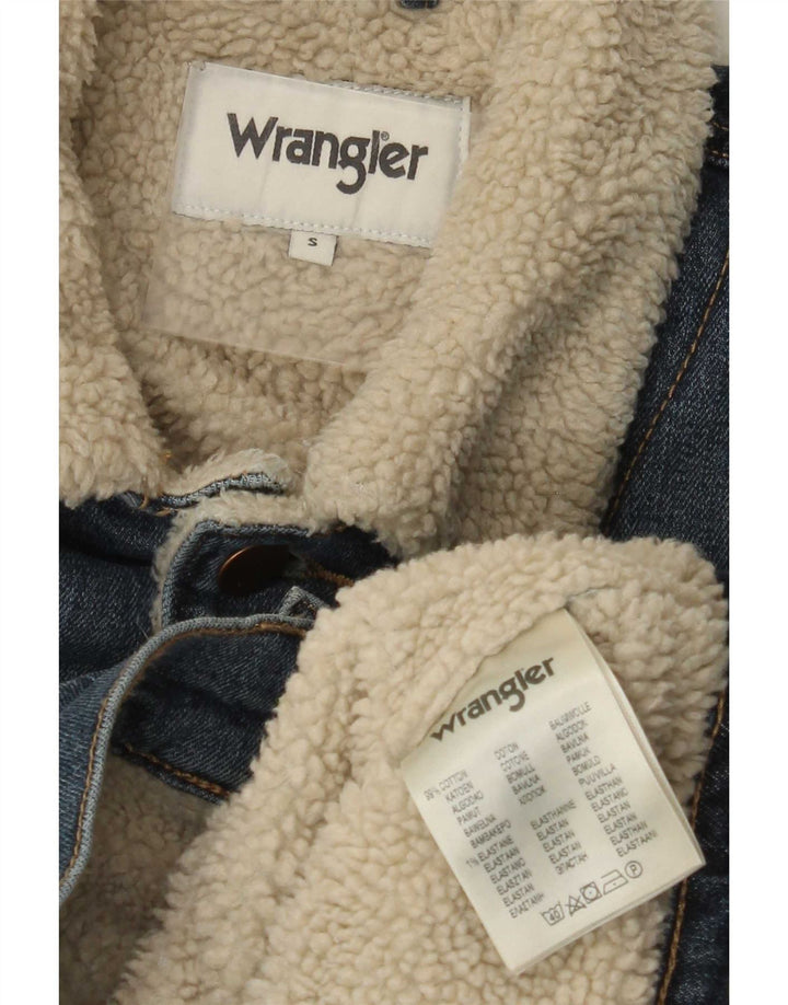 Giacca da uomo in denim sherpa Wrangler UK 36 piccolo cotone blu