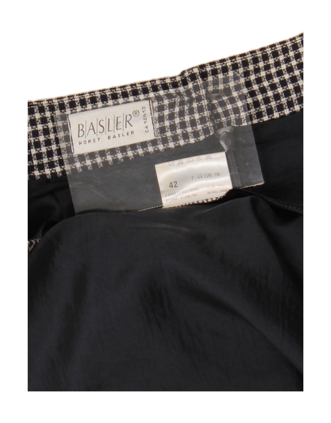 BASLER Womens Pencil Skirt UK 16 Large W32 Black Gingham Viscose Vintage Basler and Second-Hand Basler from Messina Hembry 