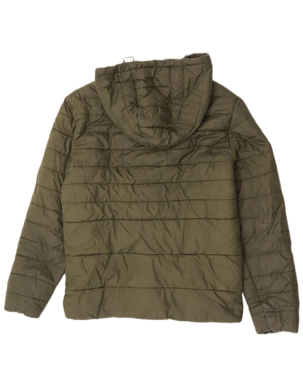 Jack & Jones Mens Hooded Padded Jacket UK 36 Small Khaki Nylon