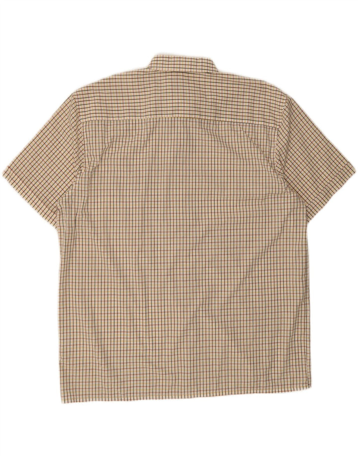CHAMPION Mens Short Sleeve Shirt 2XL Beige Check Polyester